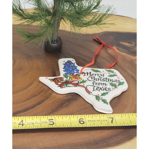 Kathryn Designs "Merry Christmas from Texas" Ornament Texas Shaped 4 Inches - Picture 3 of 3